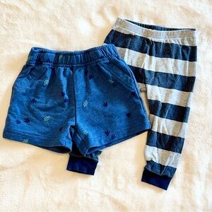 Carter's Dinosaur Shorts and Striped Pants Bundle - Size: 12 Months